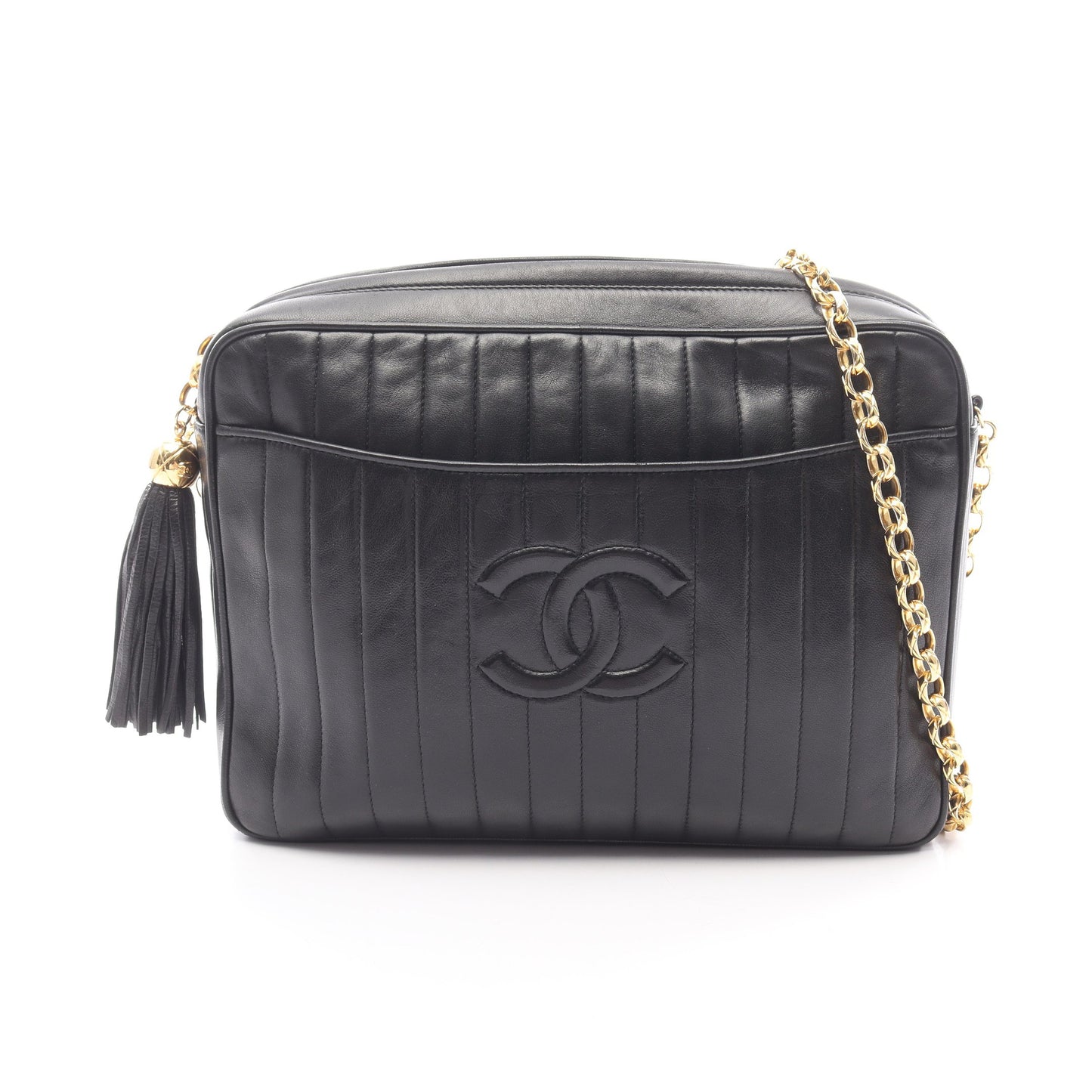 マドモアゼル チェーンショルダーバッグ ラムスキン ブラック ゴールド金具 シャネル バッグ CHANEL