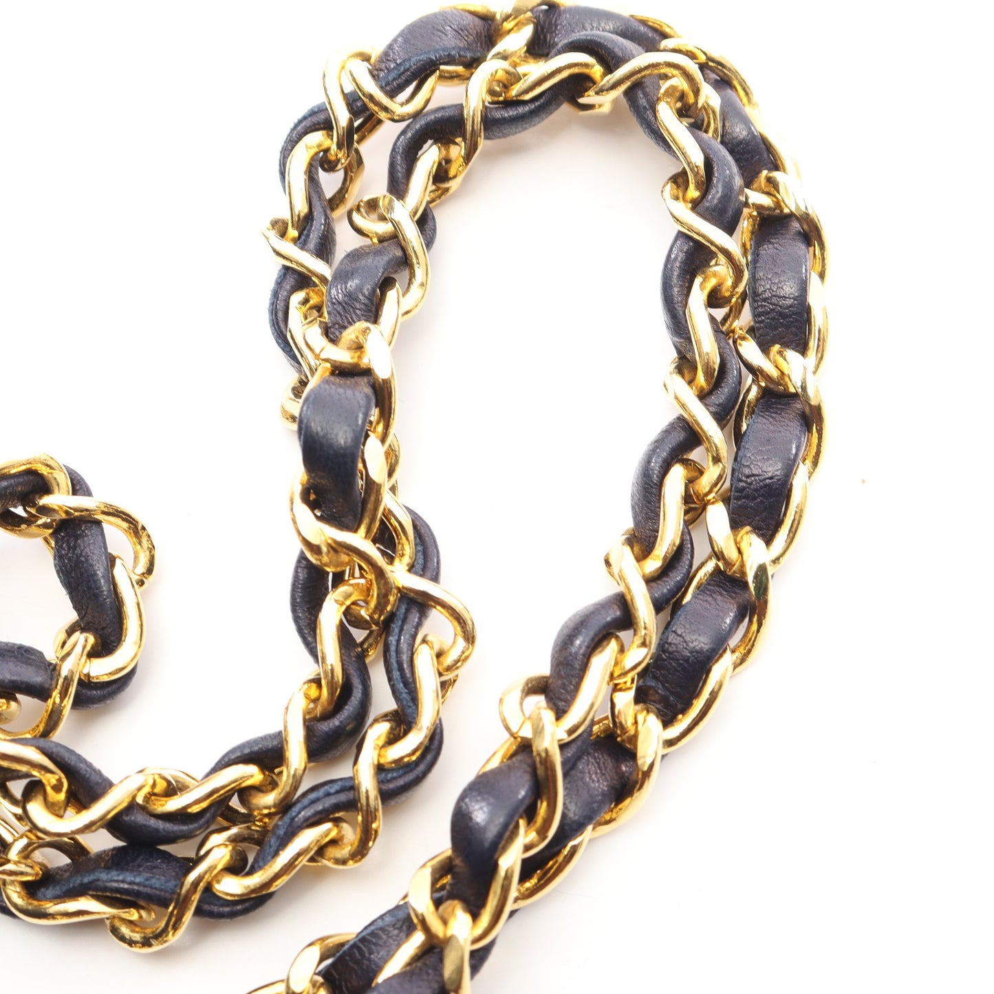 マトラッセ Wフラップ Wチェーンショルダーバッグ ラムスキン ネイビー ゴールド金具 ヴィンテージ シャネル バッグ CHANEL