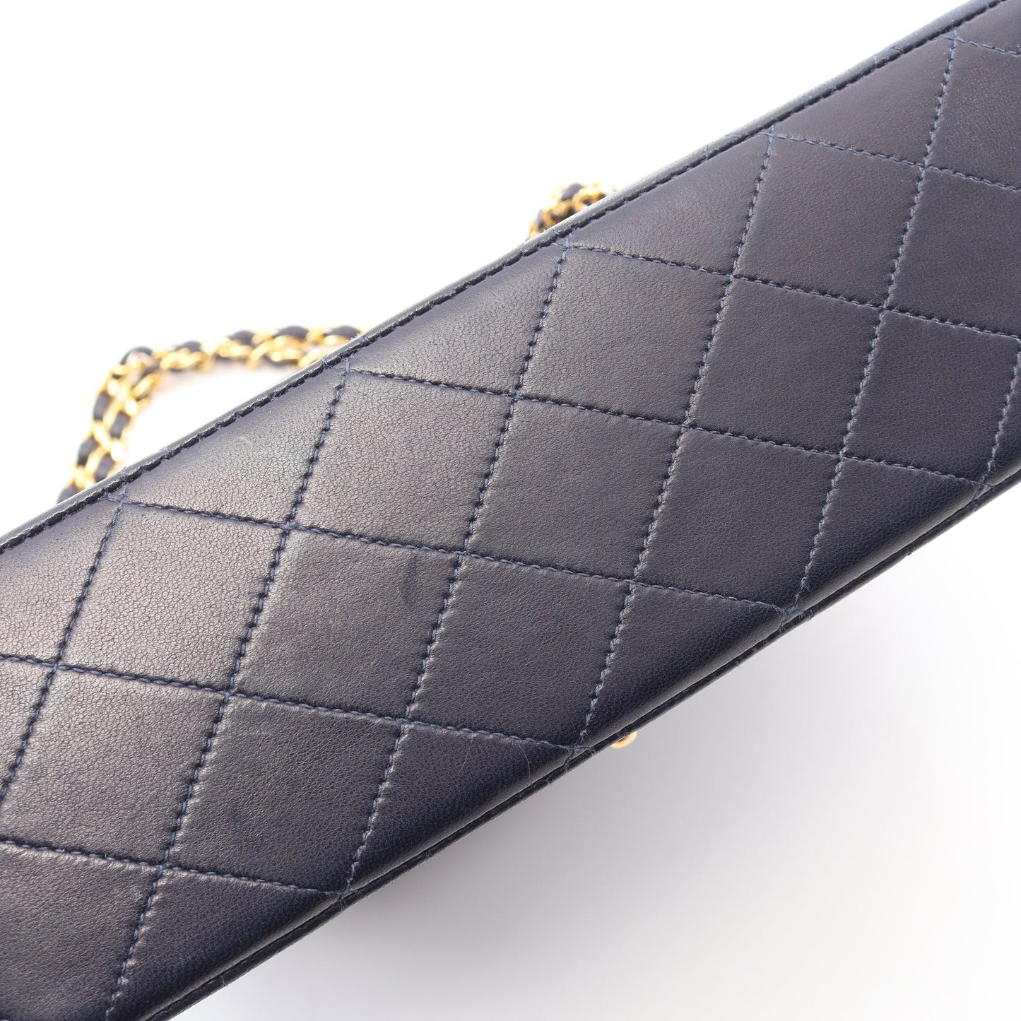 マトラッセ Wフラップ Wチェーンショルダーバッグ ラムスキン ネイビー ゴールド金具 ヴィンテージ シャネル バッグ CHANEL