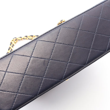 マトラッセ Wフラップ Wチェーンショルダーバッグ ラムスキン ネイビー ゴールド金具 ヴィンテージ シャネル バッグ CHANEL