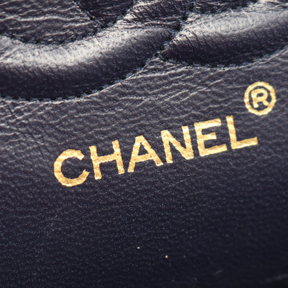 マトラッセ Wフラップ Wチェーンショルダーバッグ ラムスキン ネイビー ゴールド金具 ヴィンテージ シャネル バッグ CHANEL