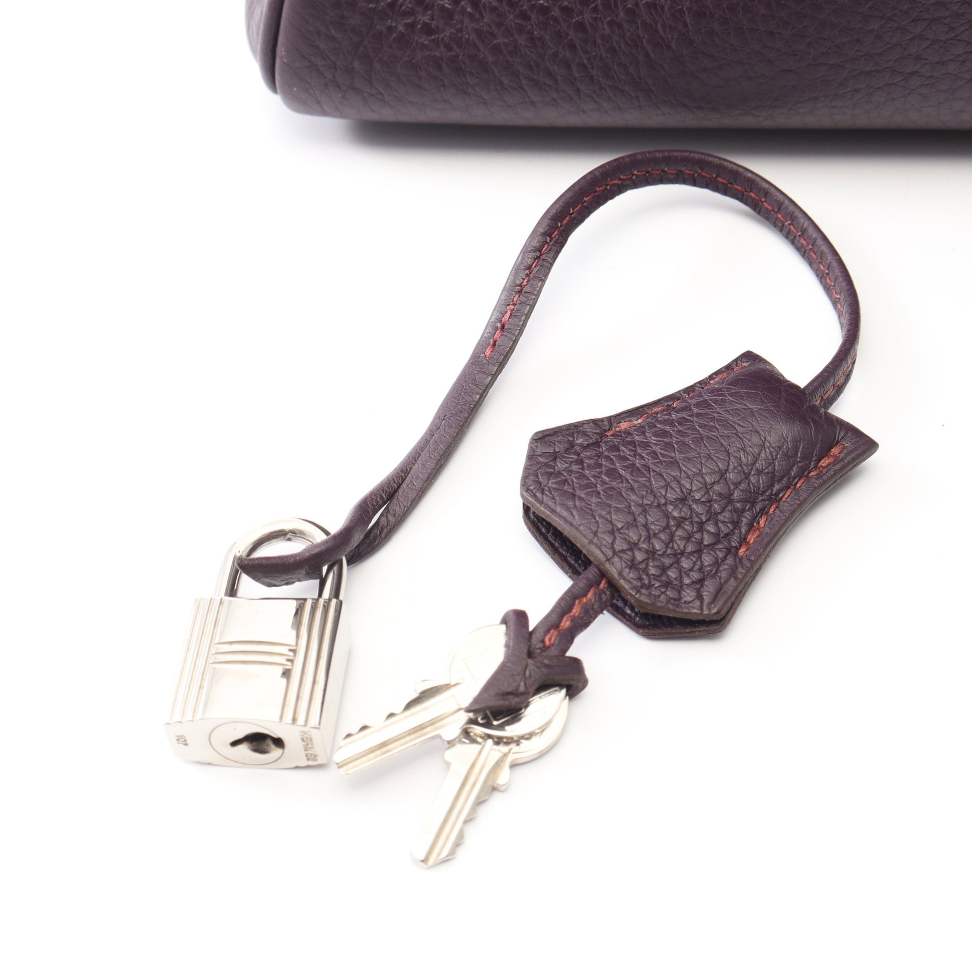 ケリー32 内縫い ハンドバッグ トリヨンクレマンス パープル シルバー金具 □E刻印 エルメス バッグ HERMES