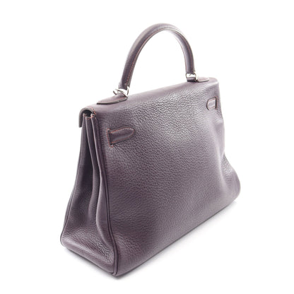 ケリー32 内縫い ハンドバッグ トリヨンクレマンス パープル シルバー金具 □E刻印 エルメス バッグ HERMES