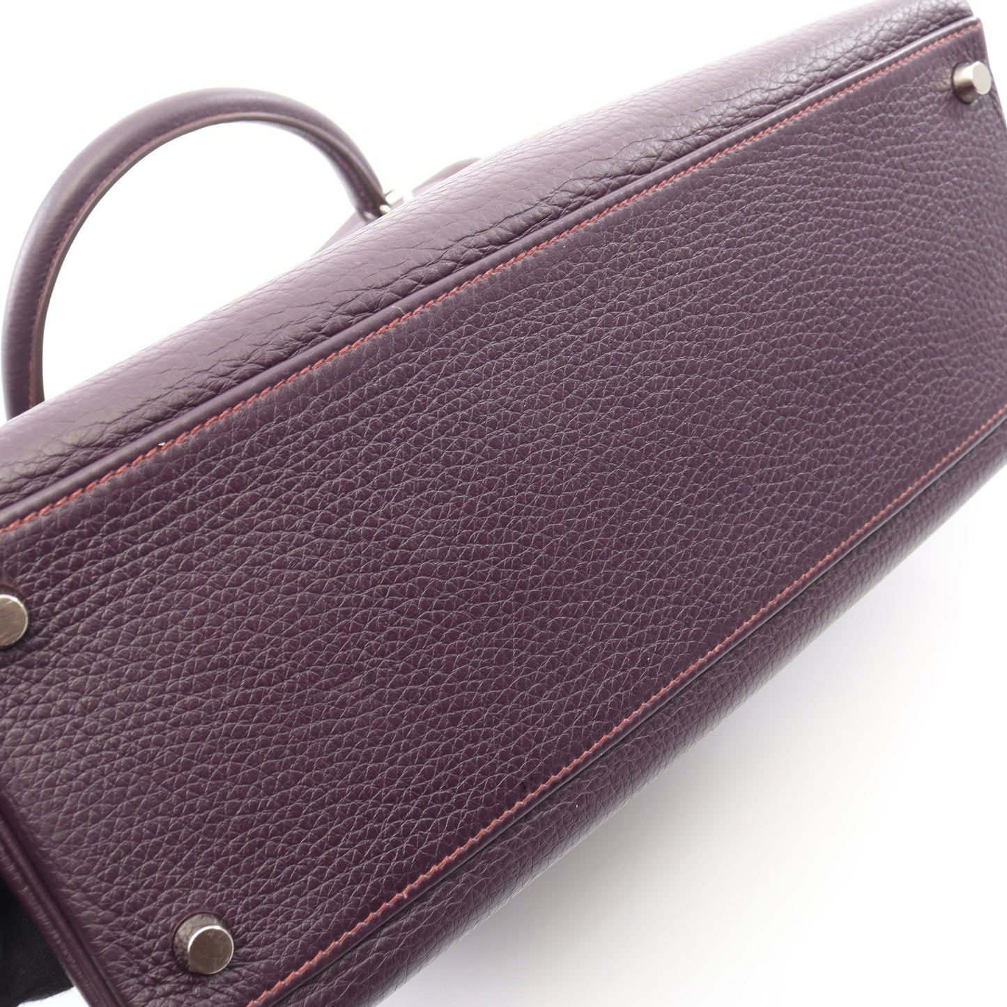 ケリー32 内縫い ハンドバッグ トリヨンクレマンス パープル シルバー金具 □E刻印 エルメス バッグ HERMES