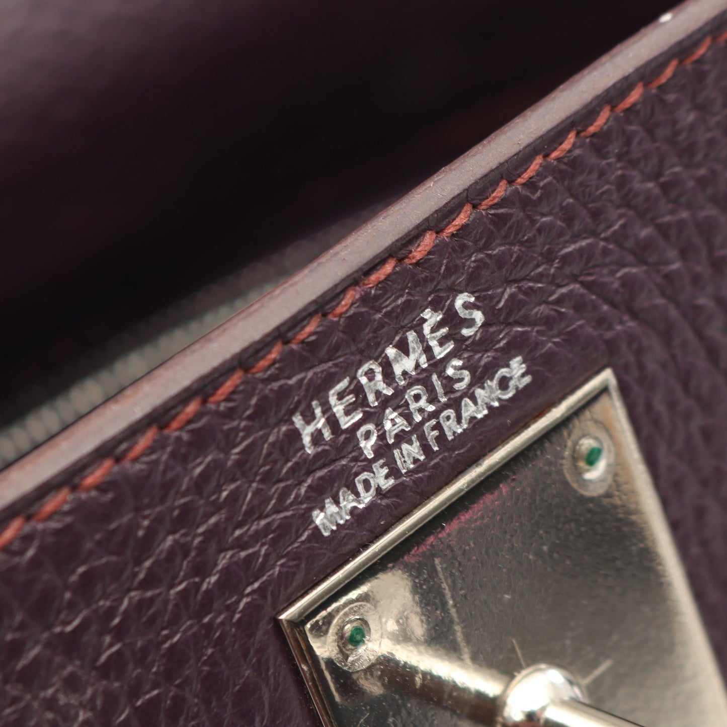 ケリー32 内縫い ハンドバッグ トリヨンクレマンス パープル シルバー金具 □E刻印 エルメス バッグ HERMES