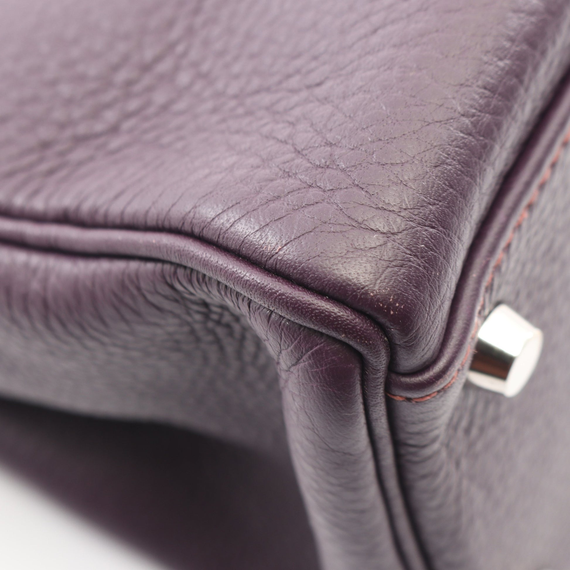 ケリー32 内縫い ハンドバッグ トリヨンクレマンス パープル シルバー金具 □E刻印 エルメス バッグ HERMES
