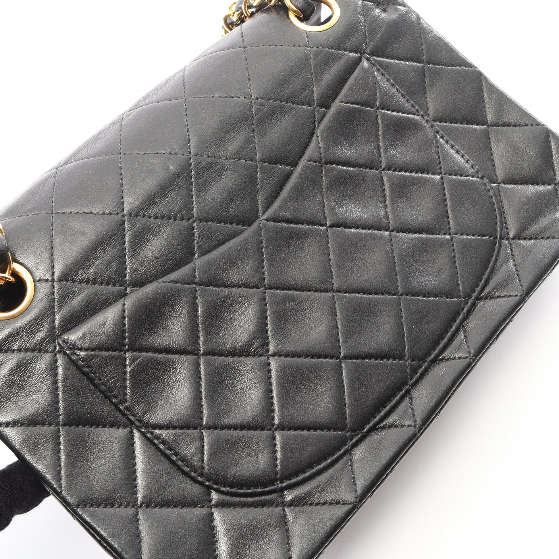 マトラッセ Wフラップ Wチェーンショルダーバッグ ラムスキン ブラック ゴールド金具 シャネル バッグ CHANEL