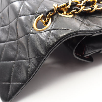 マトラッセ Wフラップ Wチェーンショルダーバッグ ラムスキン ブラック ゴールド金具 シャネル バッグ CHANEL
