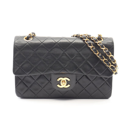 マトラッセ Wフラップ Wチェーンショルダーバッグ ラムスキン ブラック ゴールド金具 シャネル バッグ CHANEL