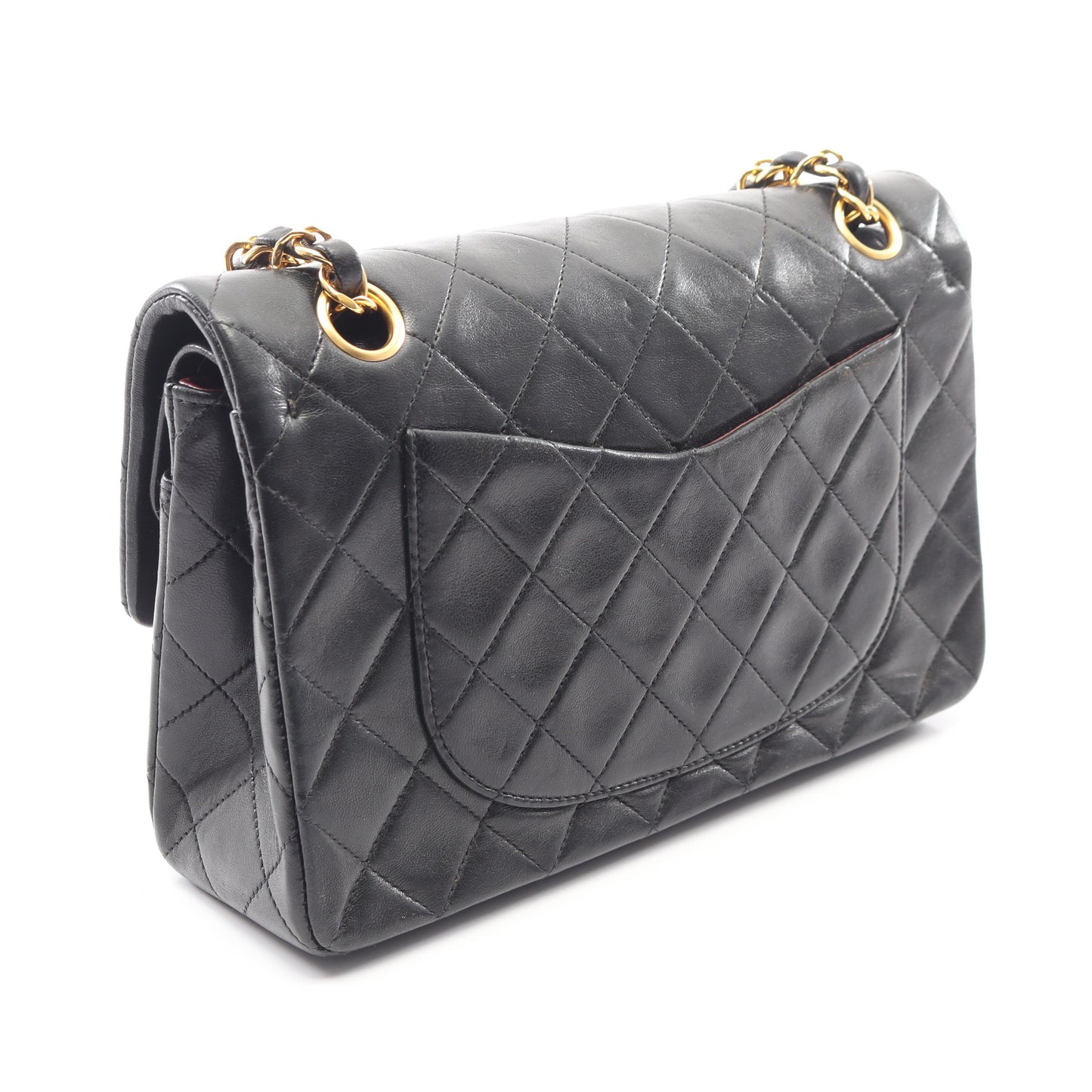 マトラッセ Wフラップ Wチェーンショルダーバッグ ラムスキン ブラック ゴールド金具 シャネル バッグ CHANEL