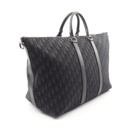Weekender 40 ウィークエンダー オブリーク ジャカード 2WAY ボストンバッグ キャンバス レザー ブラック クリスチャンディオール バッグ Christian Dior