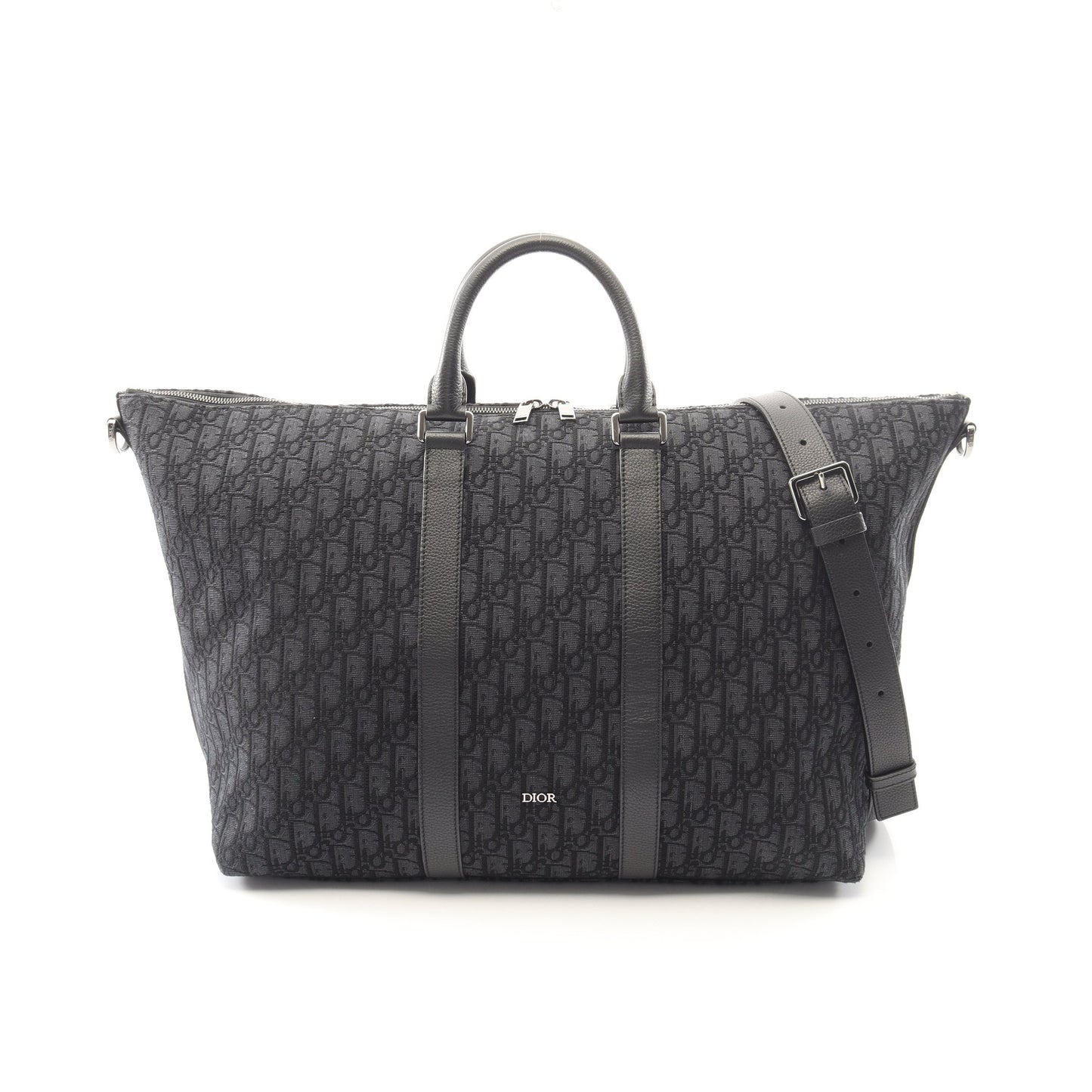 Weekender 40 ウィークエンダー オブリーク ジャカード 2WAY ボストンバッグ キャンバス レザー ブラック クリスチャンディオール バッグ Christian Dior