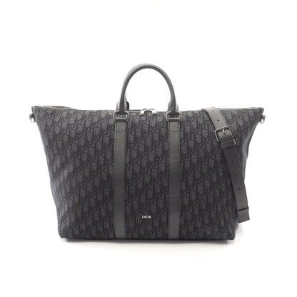 Weekender 40 ウィークエンダー オブリーク ジャカード 2WAY ボストンバッグ キャンバス レザー ブラック クリスチャンディオール バッグ Christian Dior