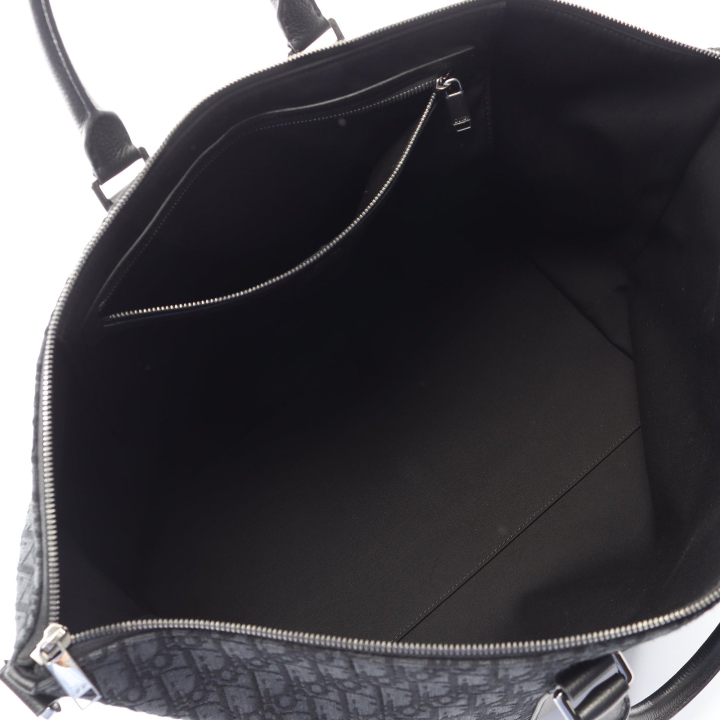 Weekender 40 ウィークエンダー オブリーク ジャカード 2WAY ボストンバッグ キャンバス レザー ブラック クリスチャンディオール バッグ Christian Dior