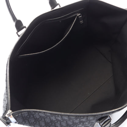 Weekender 40 ウィークエンダー オブリーク ジャカード 2WAY ボストンバッグ キャンバス レザー ブラック クリスチャンディオール バッグ Christian Dior