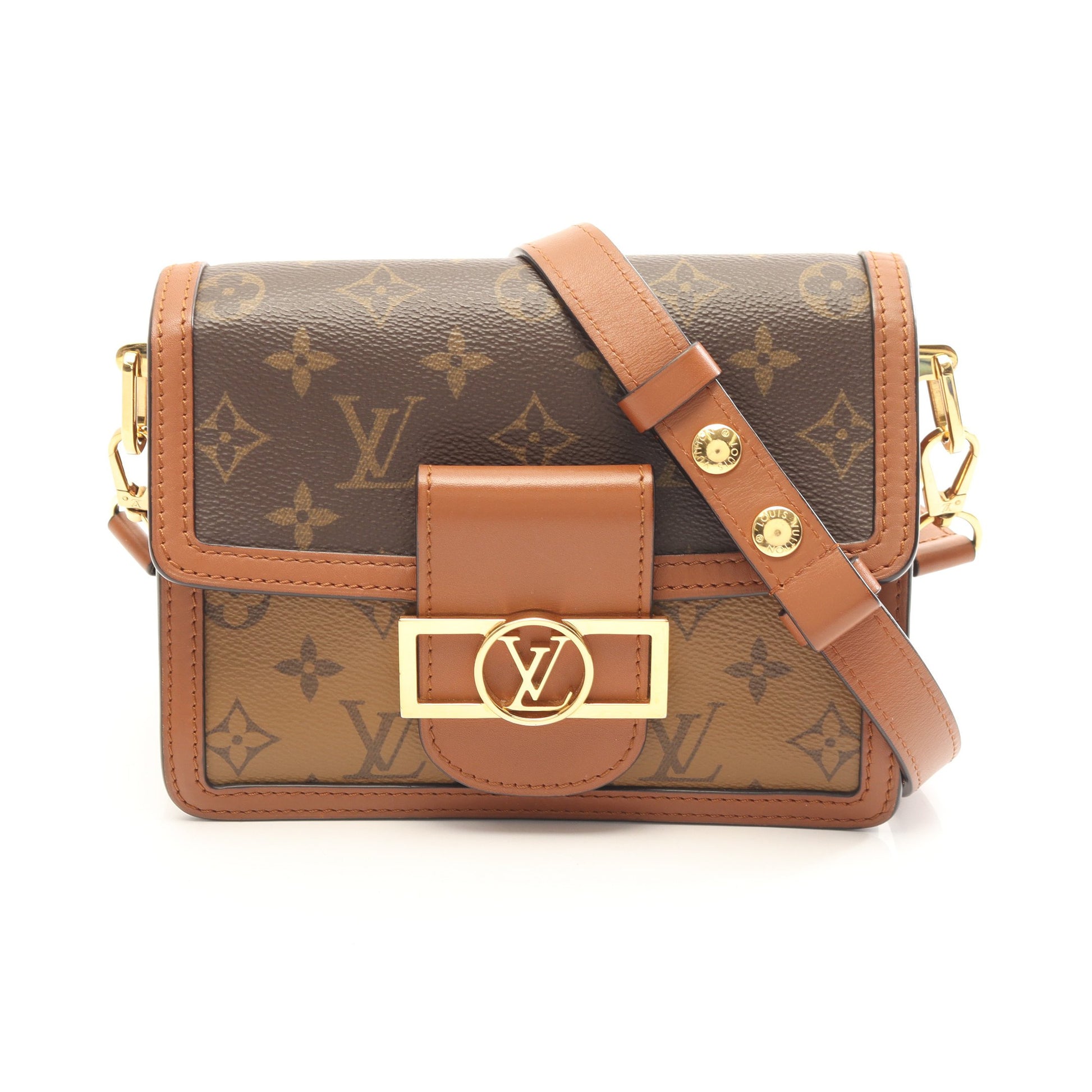 ドーフィーヌ MINI モノグラムリバース ショルダーバッグ PVC レザー ブラウン ベージュ ルイヴィトン バッグ LOUIS VUITTON