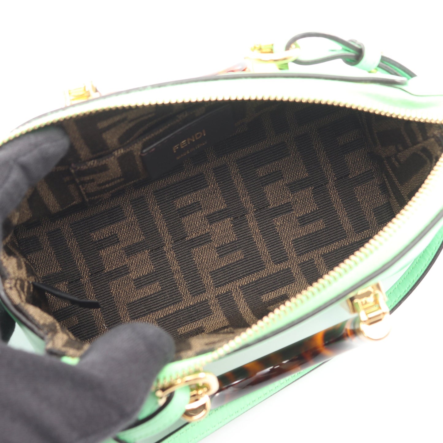 バイザウェイ ミニ 2WAY ハンドバッグ レザー ライトグリーン フェンディ バッグ FENDI
