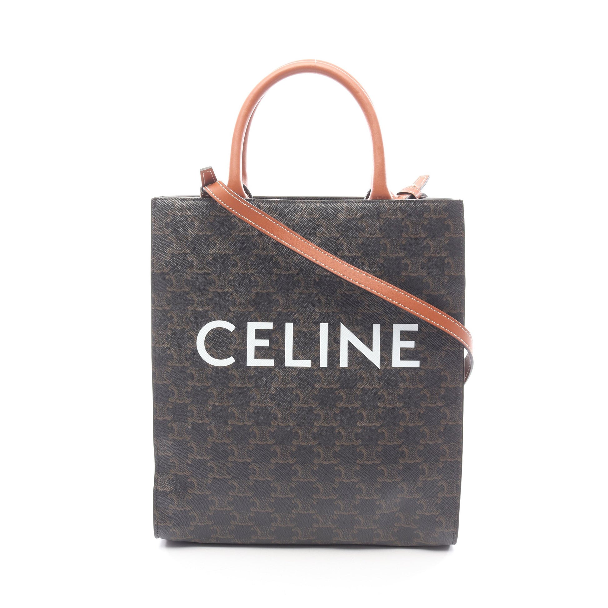 スモール バーティカル カバ トリオンフ 2WAY ハンドバッグ トートバッグ PVC レザー ブラック ブラウン セリーヌ バッグ CELINE