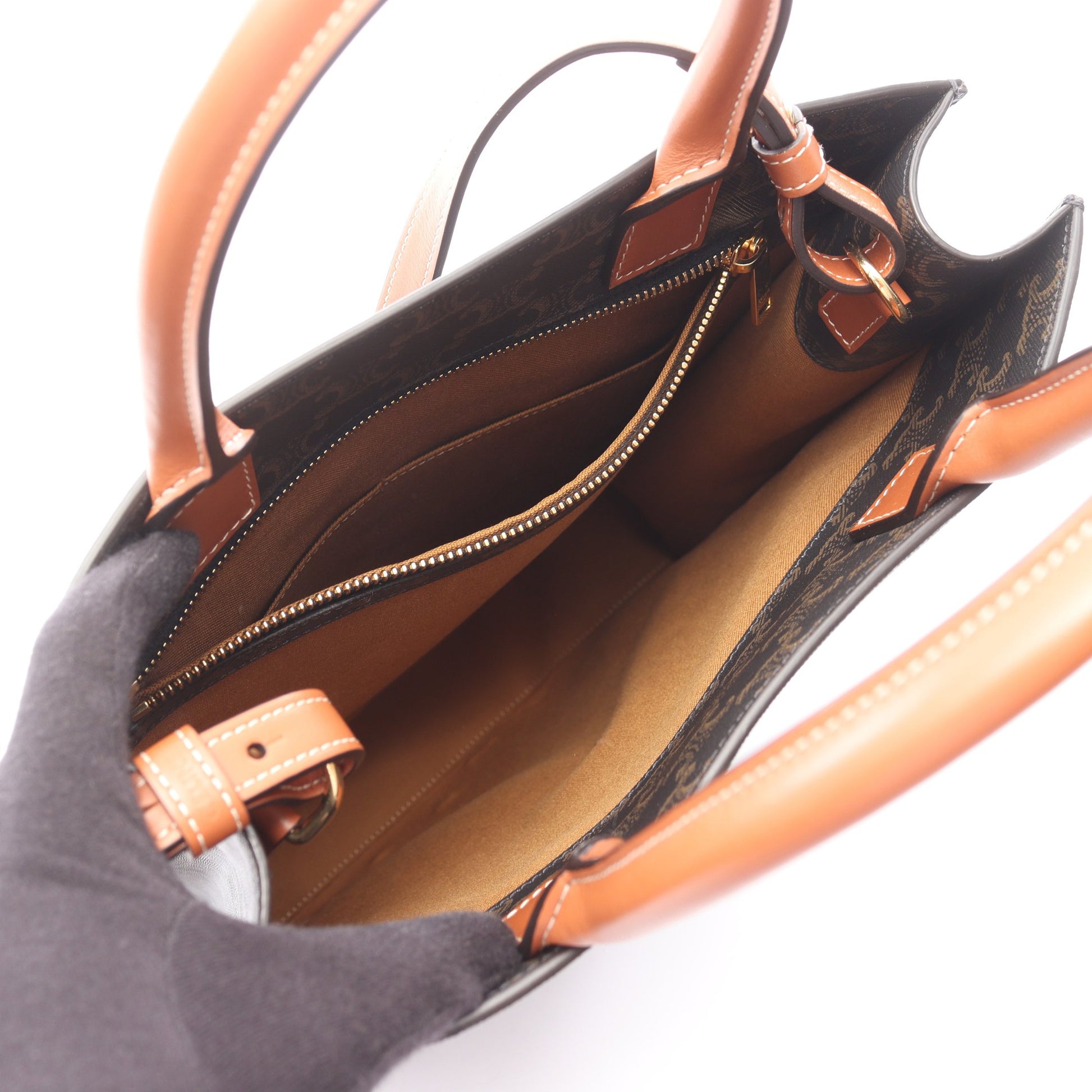 スモール バーティカル カバ トリオンフ 2WAY ハンドバッグ トートバッグ PVC レザー ブラック ブラウン セリーヌ バッグ CELINE