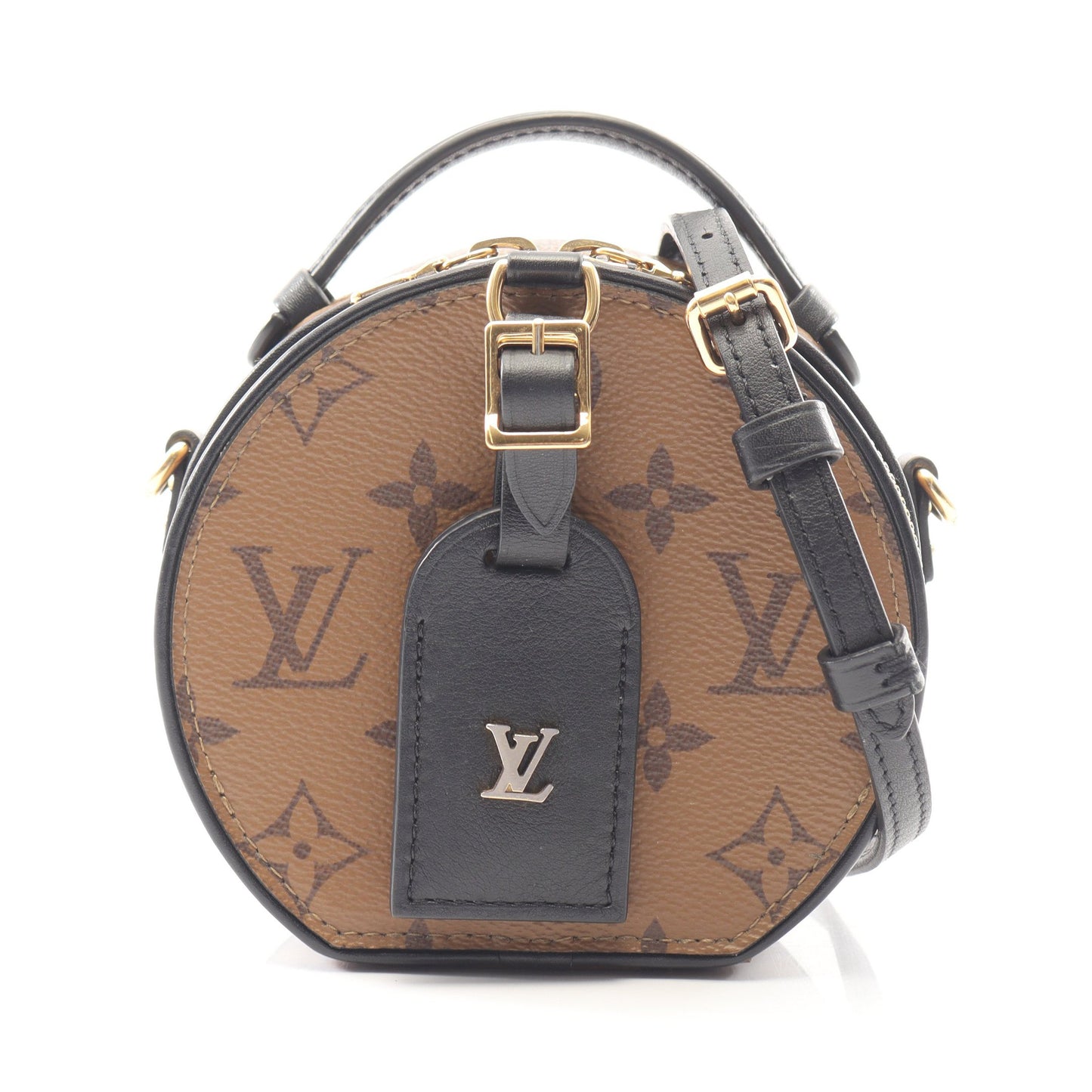 ミニ ボワット シャポー モノグラムリバース 2WAY ハンドバッグ PVC レザー ブラウン ブラック ルイヴィトン バッグ LOUIS VUITTON