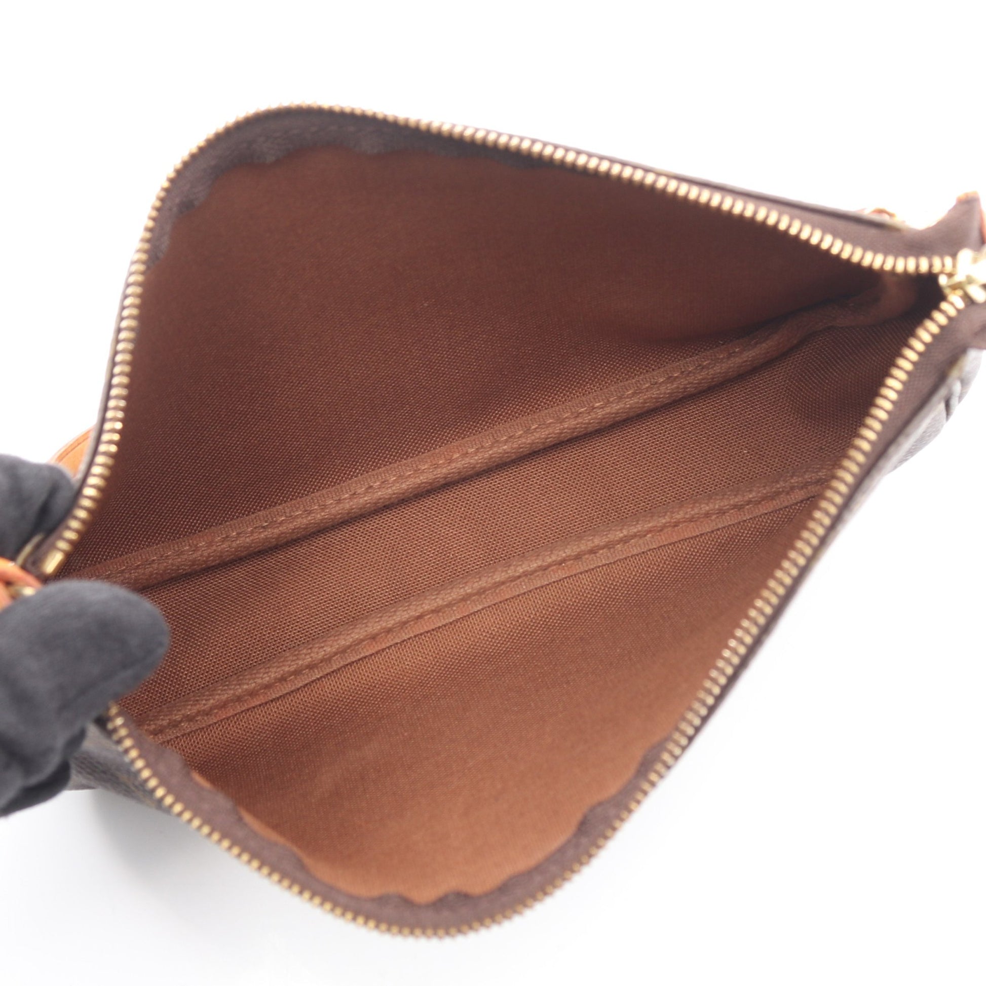 ポシェットアクセソワール モノグラム ハンドバッグ PVC レザー ブラウン ルイヴィトン バッグ LOUIS VUITTON
