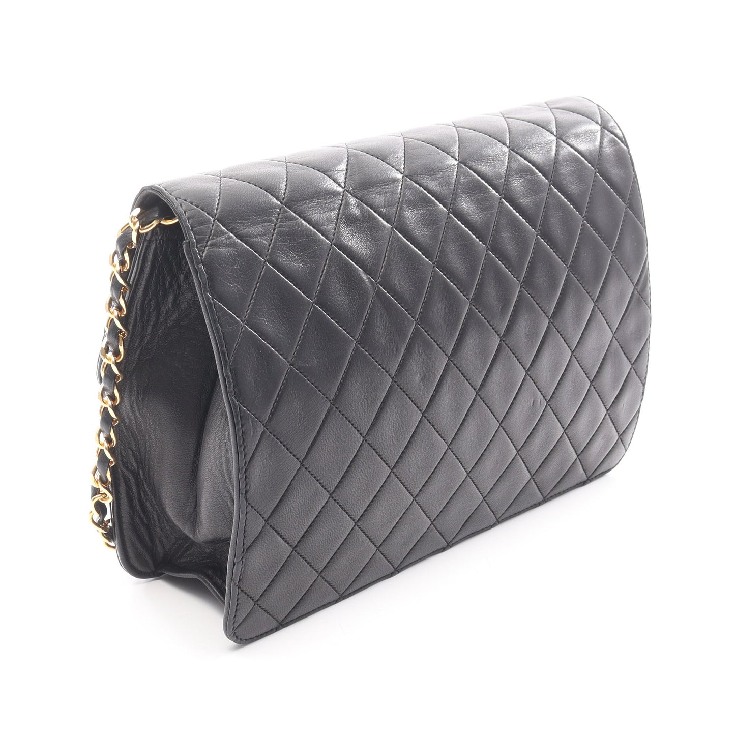 マトラッセ チェーンショルダーバッグ ラムスキン ブラック ゴールド金具 シャネル バッグ CHANEL