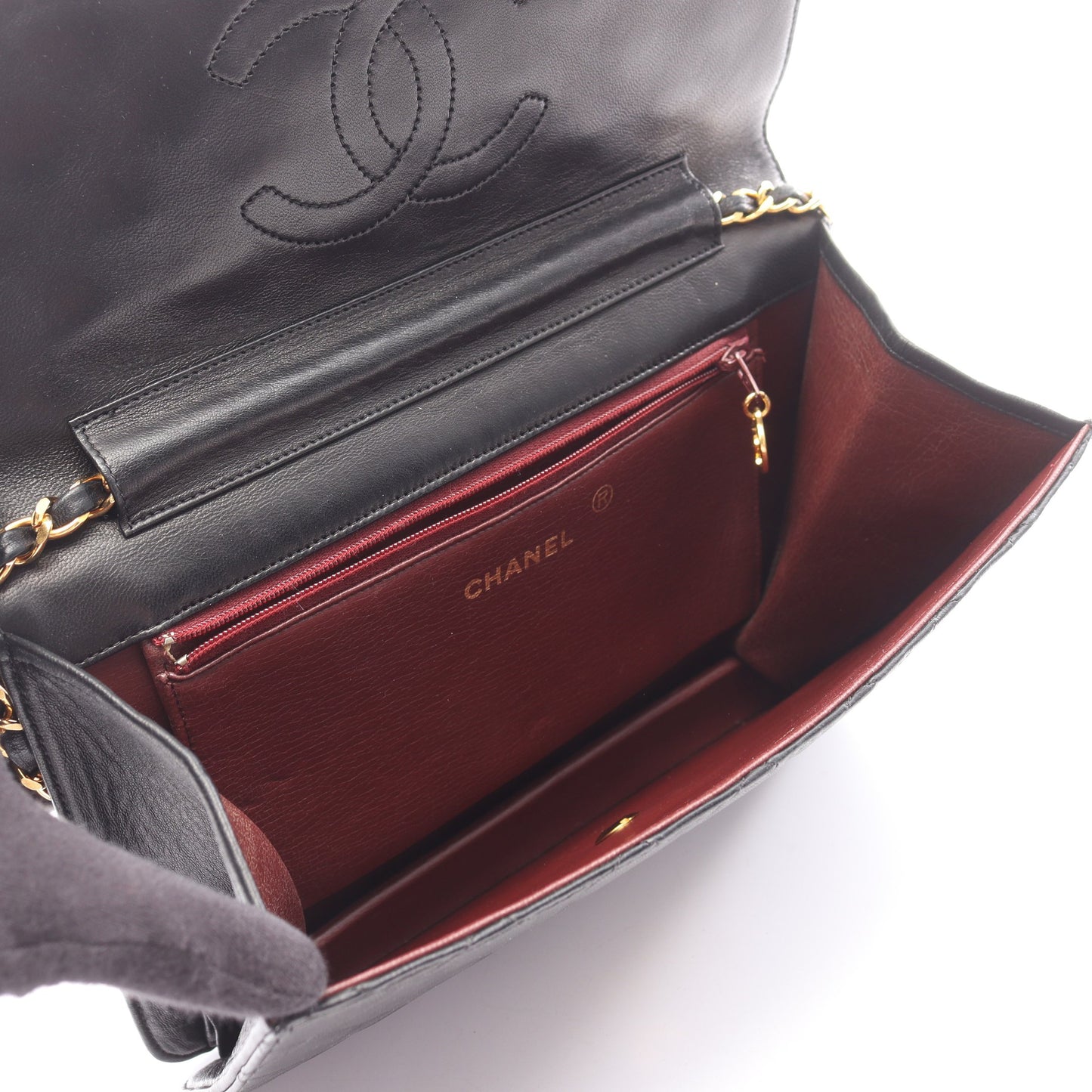 マトラッセ チェーンショルダーバッグ ラムスキン ブラック ゴールド金具 シャネル バッグ CHANEL