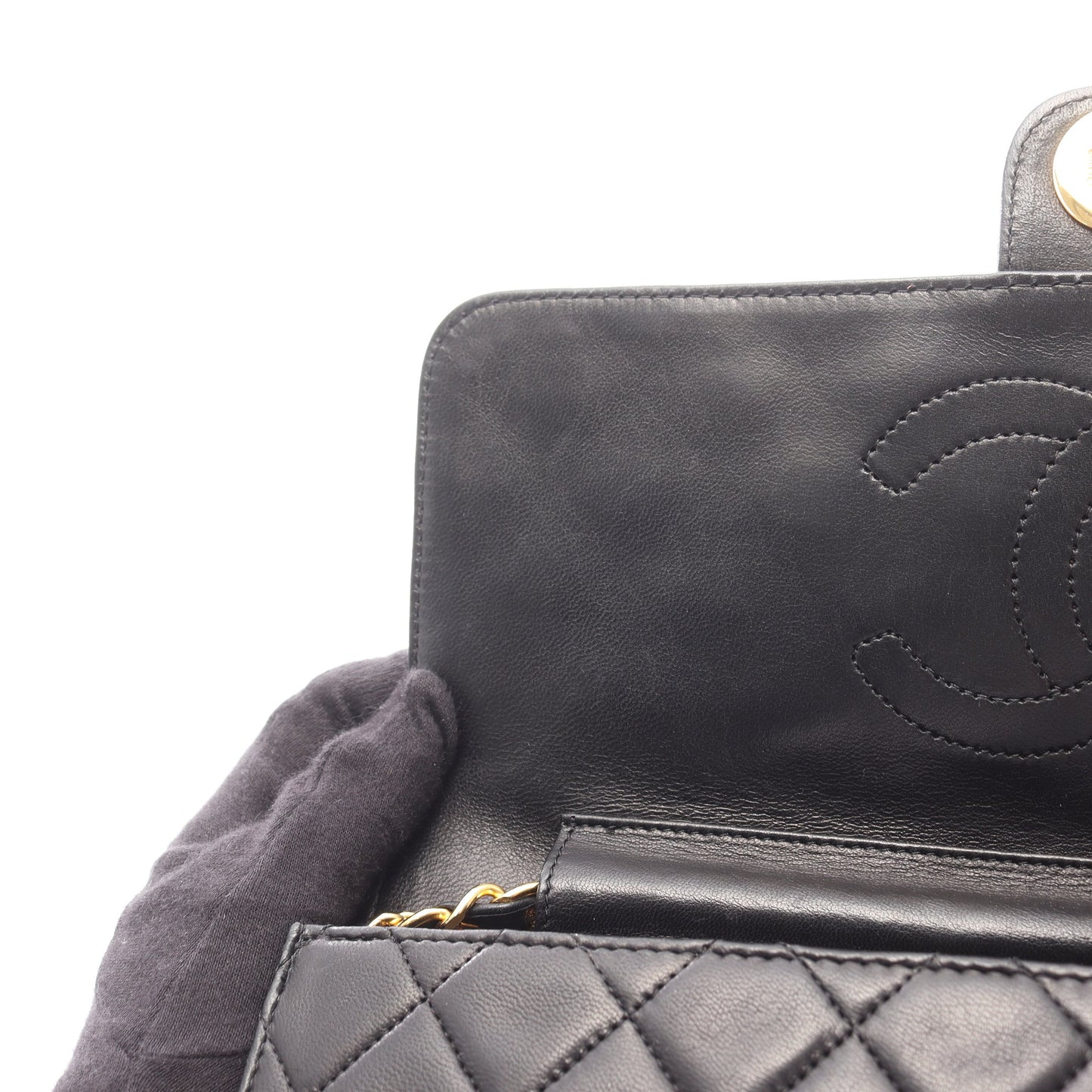 マトラッセ チェーンショルダーバッグ ラムスキン ブラック ゴールド金具 シャネル バッグ CHANEL