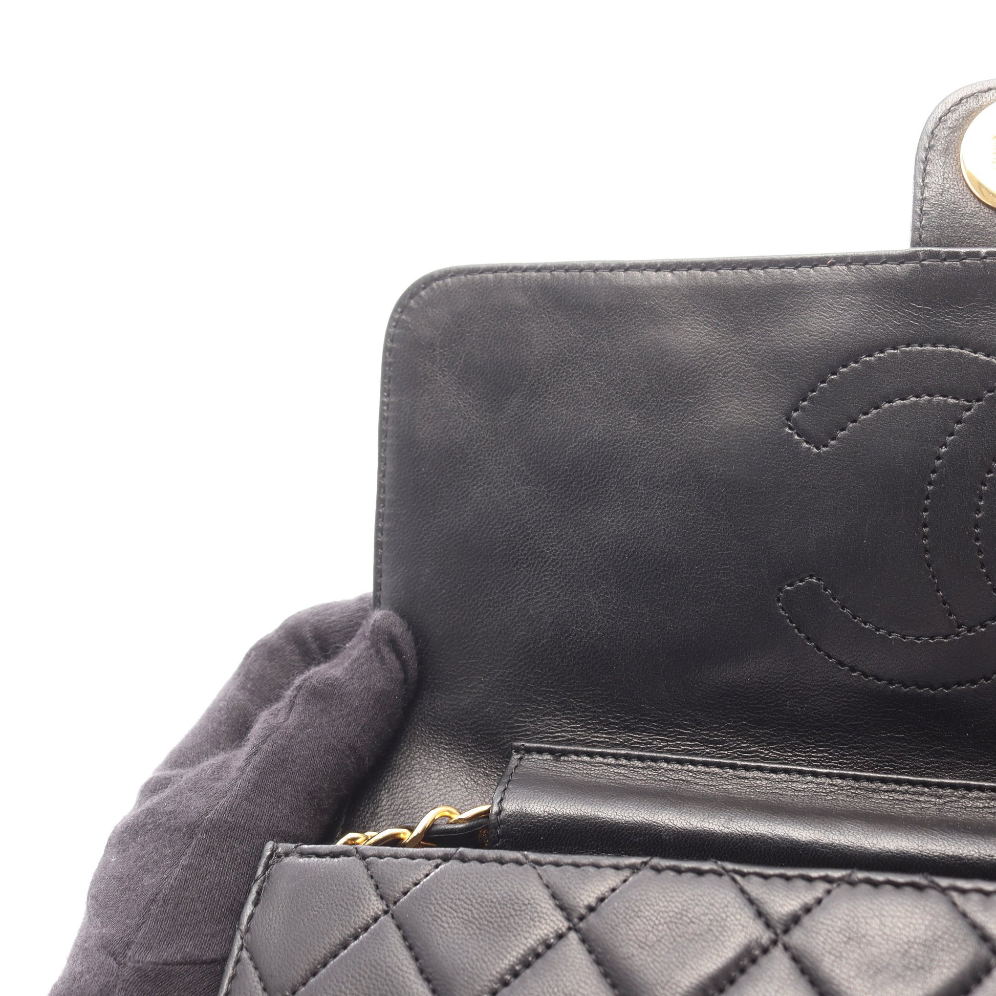 マトラッセ チェーンショルダーバッグ ラムスキン ブラック ゴールド金具 シャネル バッグ CHANEL