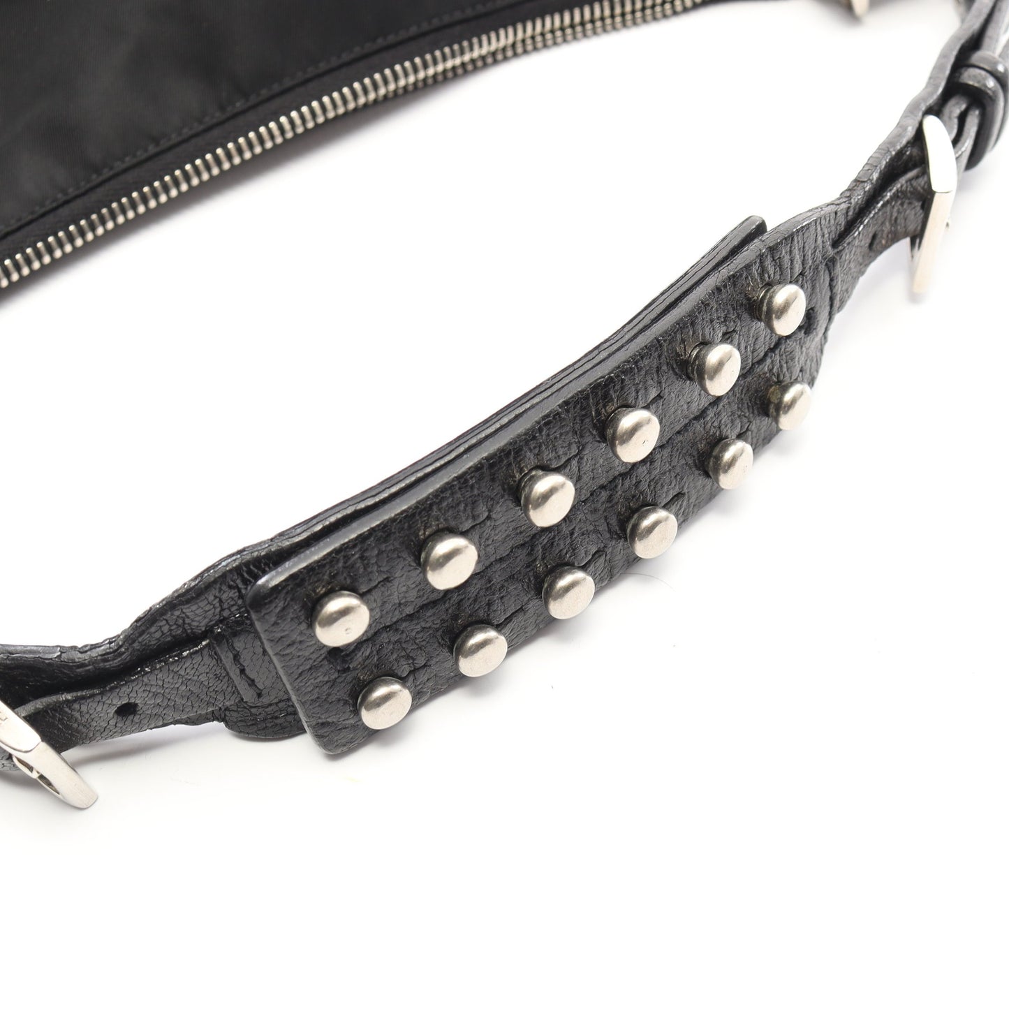 トライアングルロゴ アクセサリーポーチ ハンドバッグ ナイロン レザー ブラック プラダ バッグ PRADA