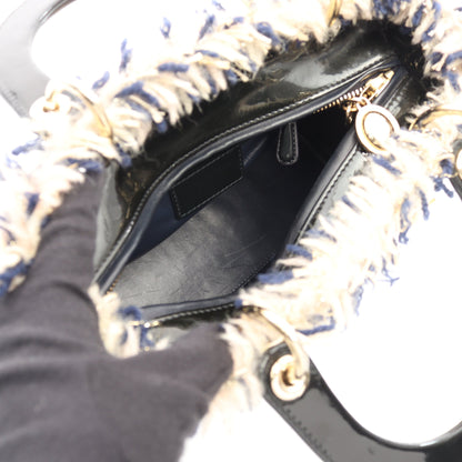 LADY DIOR レディディオール 2WAY ハンドバッグ ツイード エナメルレザー ベージュ ブラック マルチカラー クリスチャンディオール バッグ Christian Dior