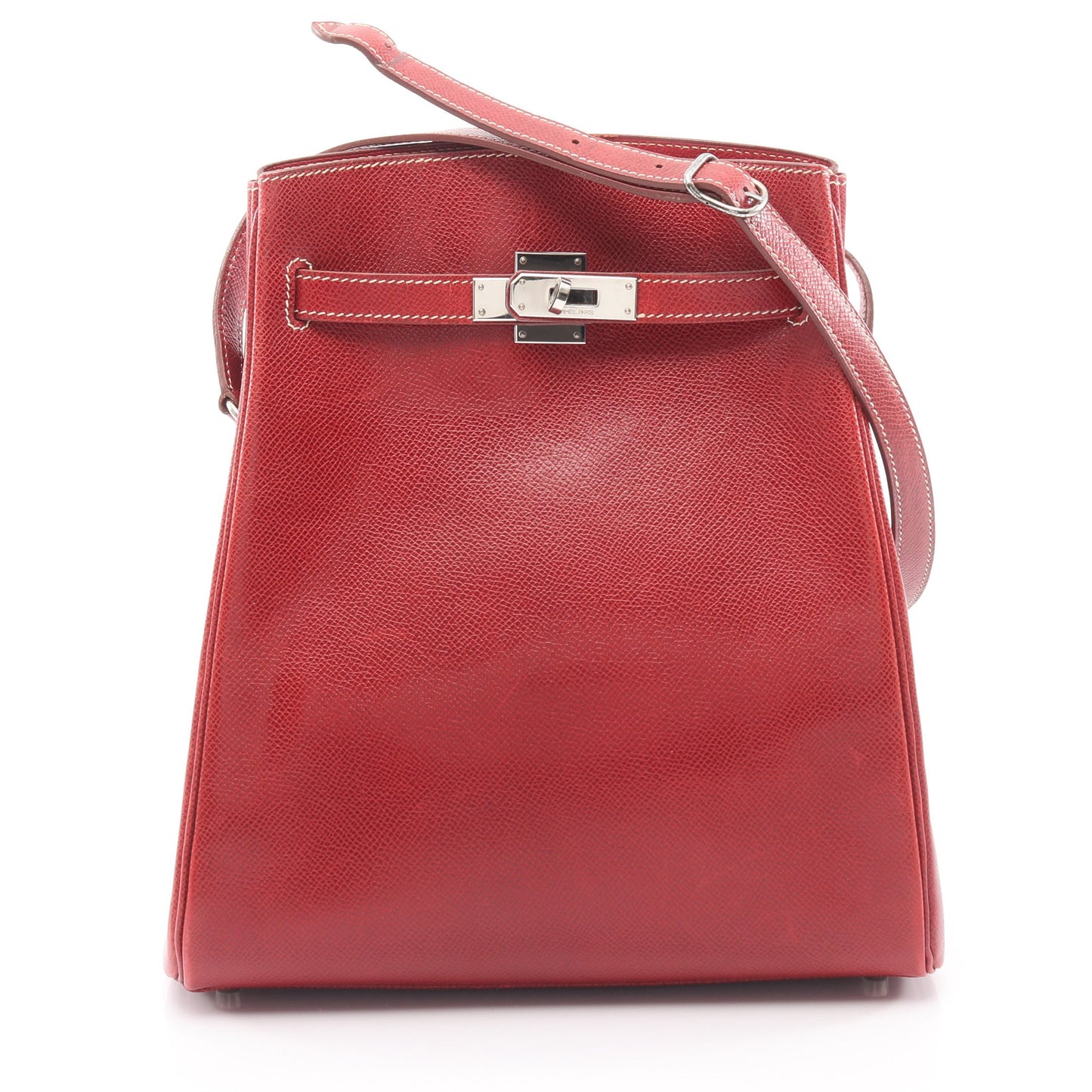 ケリースポーツMM ルージュモワイヤン ショルダーバッグ クシュベル レッド シルバー金具 □E刻印 エルメス バッグ HERMES