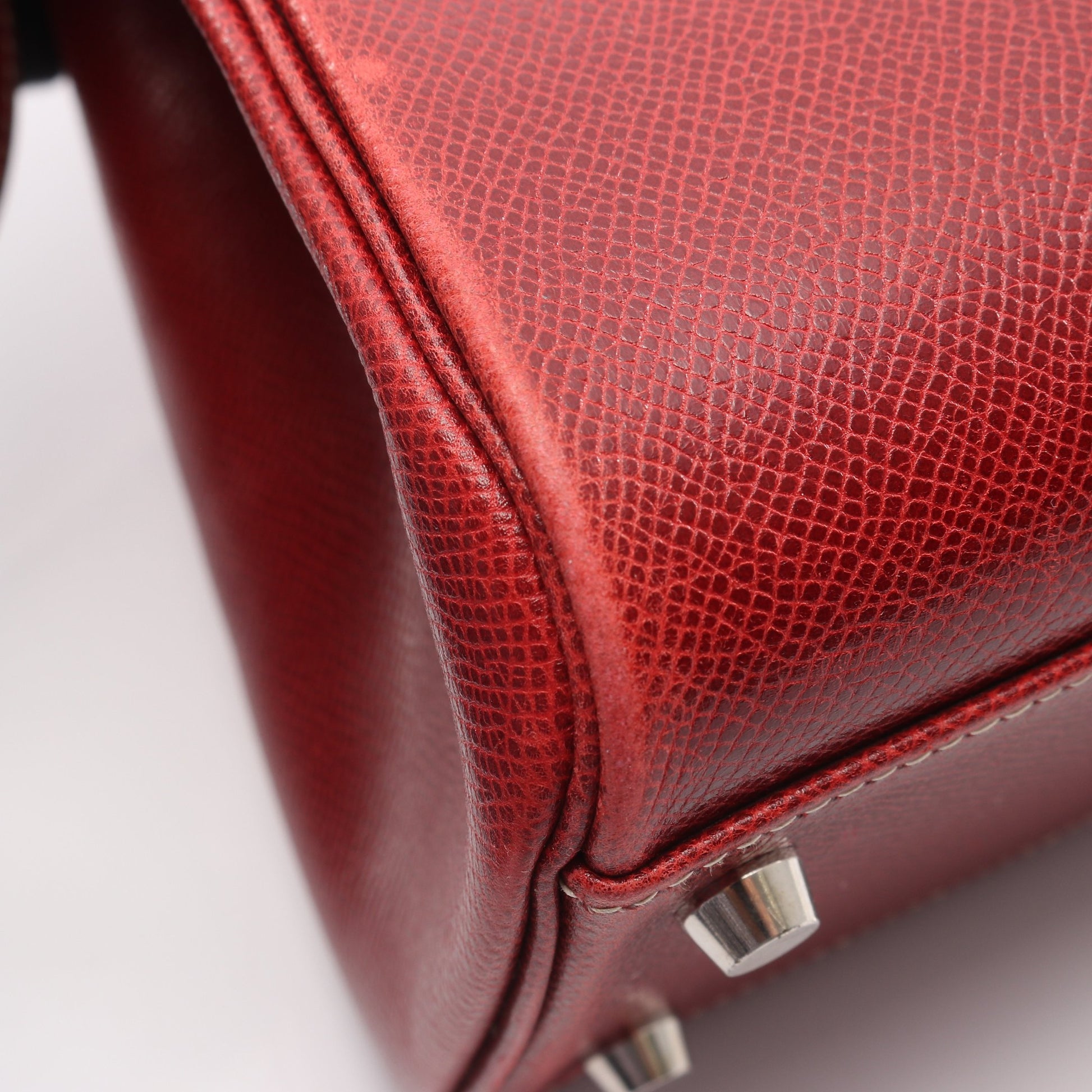 ケリースポーツMM ルージュモワイヤン ショルダーバッグ クシュベル レッド シルバー金具 □E刻印 エルメス バッグ HERMES