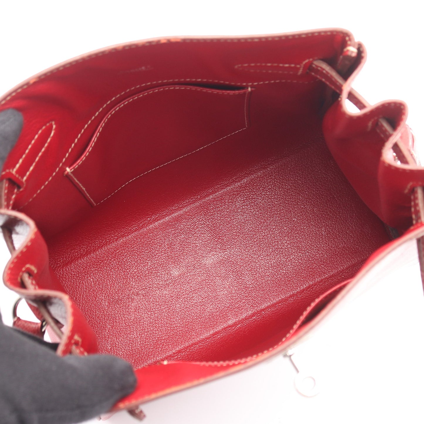 ケリースポーツMM ルージュモワイヤン ショルダーバッグ クシュベル レッド シルバー金具 □E刻印 エルメス バッグ HERMES