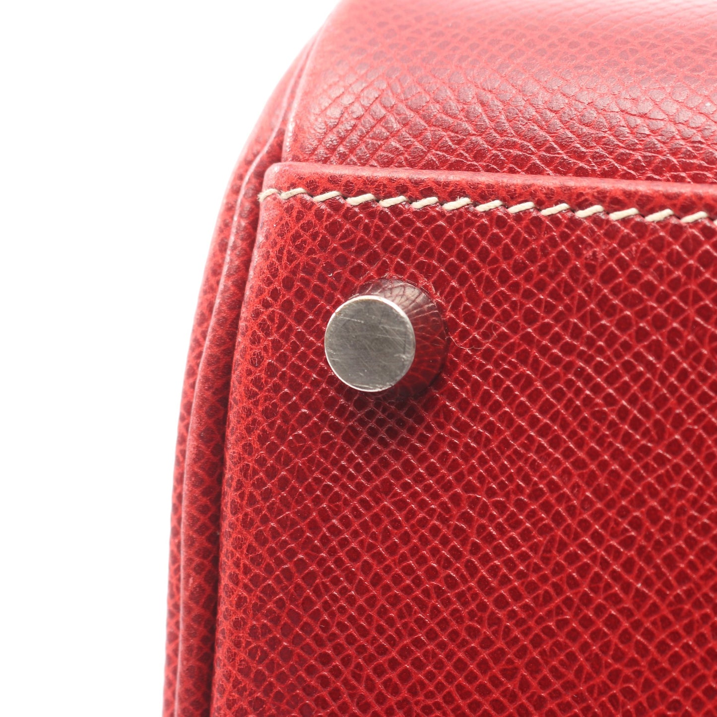 ケリースポーツMM ルージュモワイヤン ショルダーバッグ クシュベル レッド シルバー金具 □E刻印 エルメス バッグ HERMES