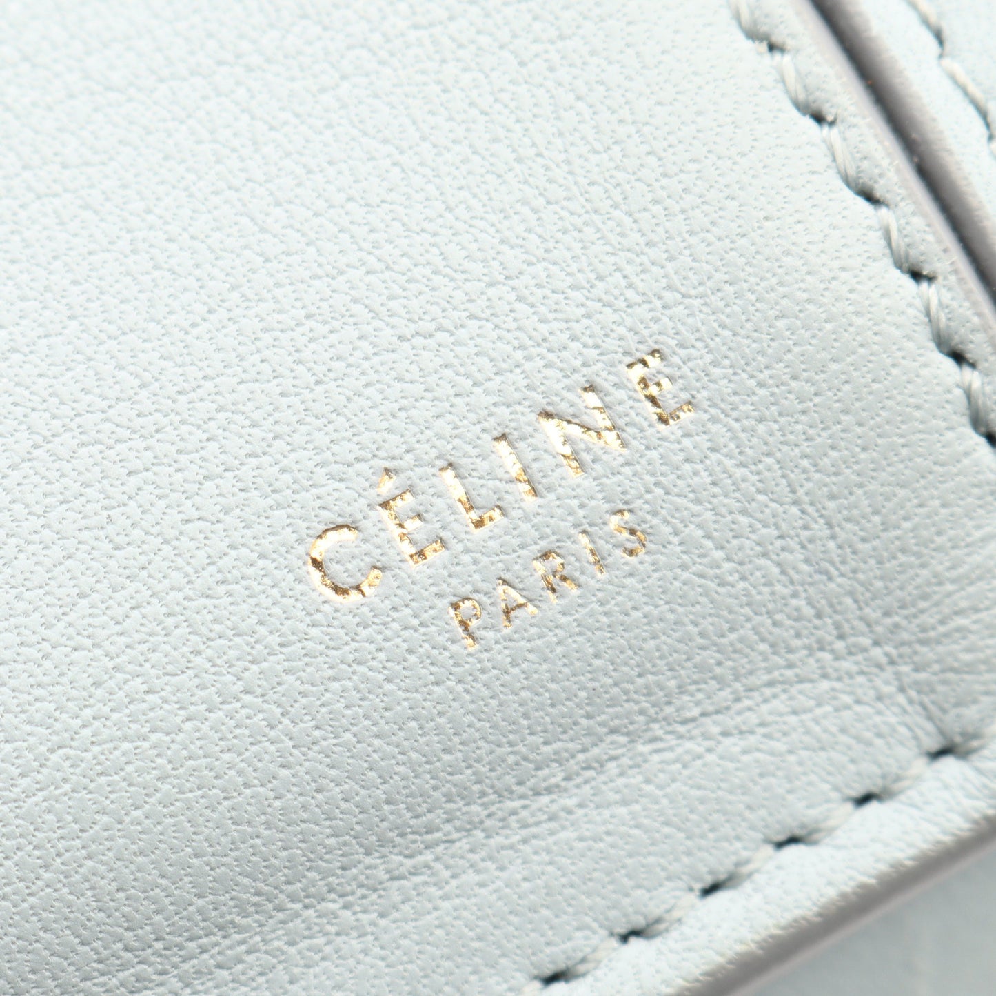 トライフォールド チェーンショルダーバッグ レザー ライトブルー セリーヌ バッグ CELINE