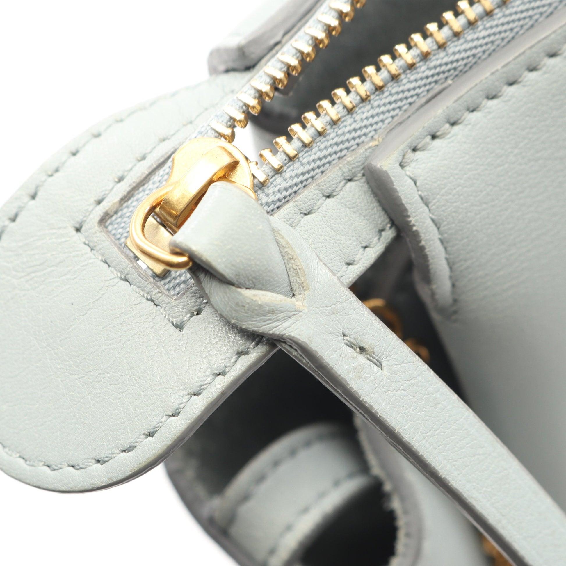 トライフォールド チェーンショルダーバッグ レザー ライトブルー セリーヌ バッグ CELINE