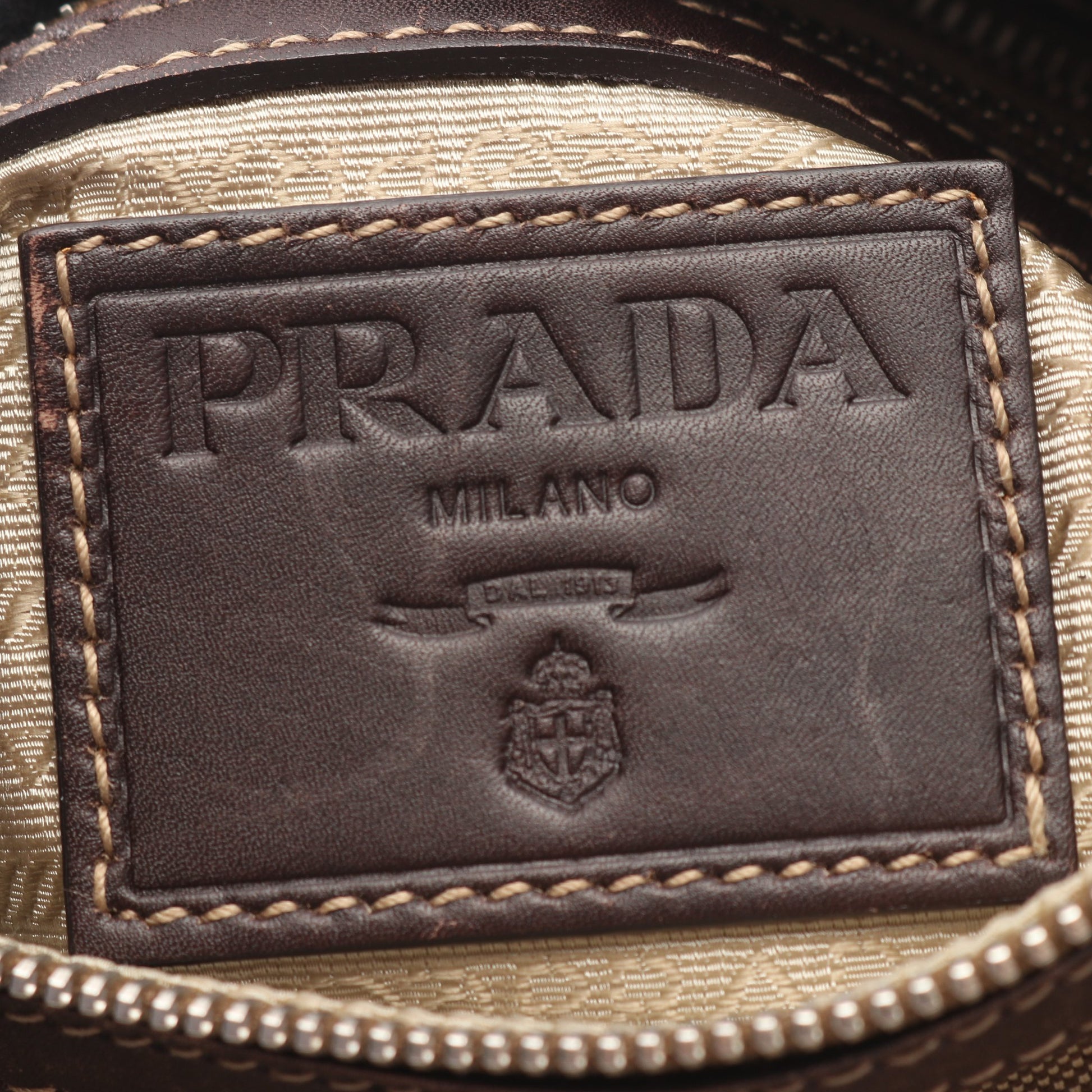 LOGO JACQUARD ロゴジャガード ワンショルダーバッグ キャンバス レザー ベージュ ブラウン プラダ バッグ PRADA