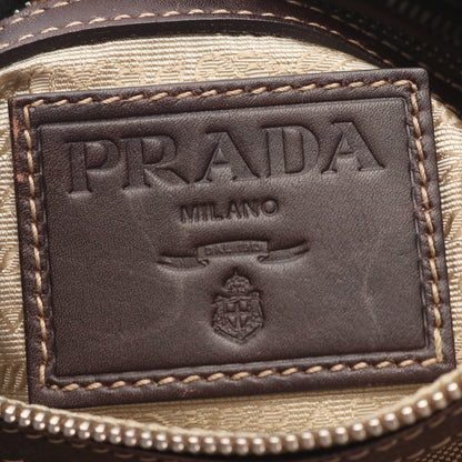 LOGO JACQUARD ロゴジャガード ワンショルダーバッグ キャンバス レザー ベージュ ブラウン プラダ バッグ PRADA