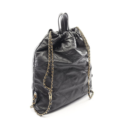 シャネル 22 ラージ バックパック リュックサック レザー ブラック ゴールド金具 シャネル バッグ CHANEL