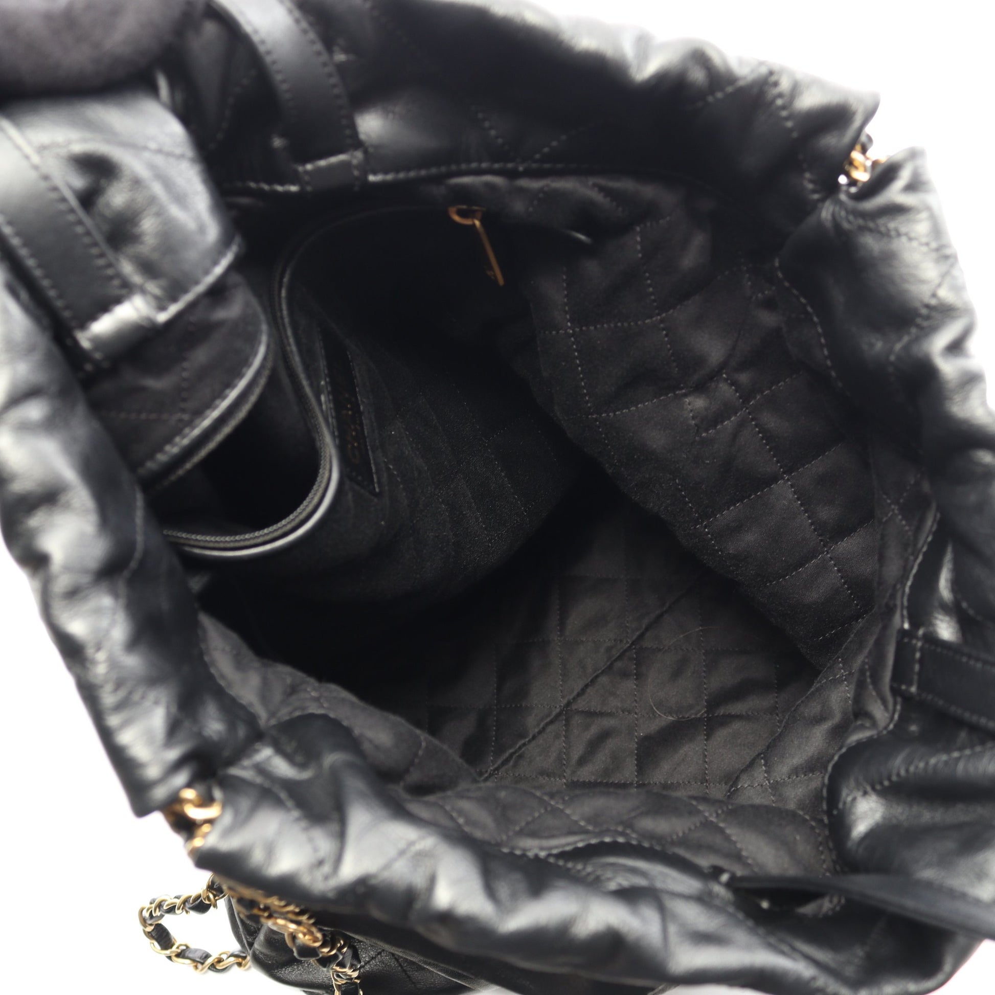 シャネル 22 ラージ バックパック リュックサック レザー ブラック ゴールド金具 シャネル バッグ CHANEL