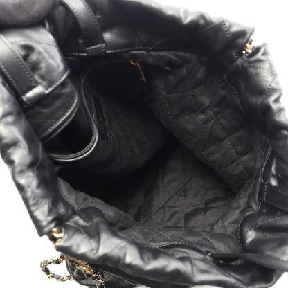 シャネル 22 ラージ バックパック リュックサック レザー ブラック ゴールド金具 シャネル バッグ CHANEL