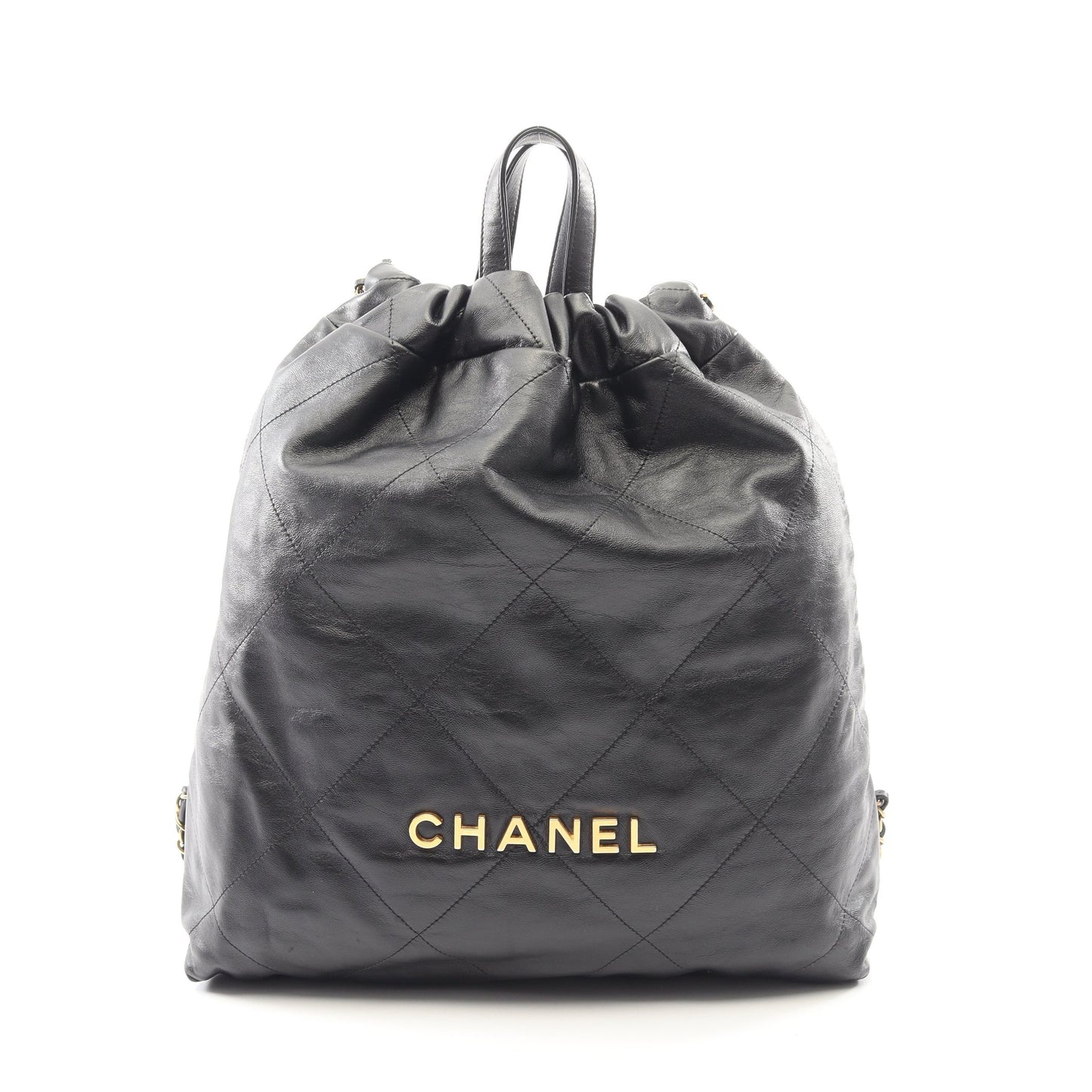 シャネル 22 ラージ バックパック リュックサック レザー ブラック ゴールド金具 シャネル バッグ CHANEL