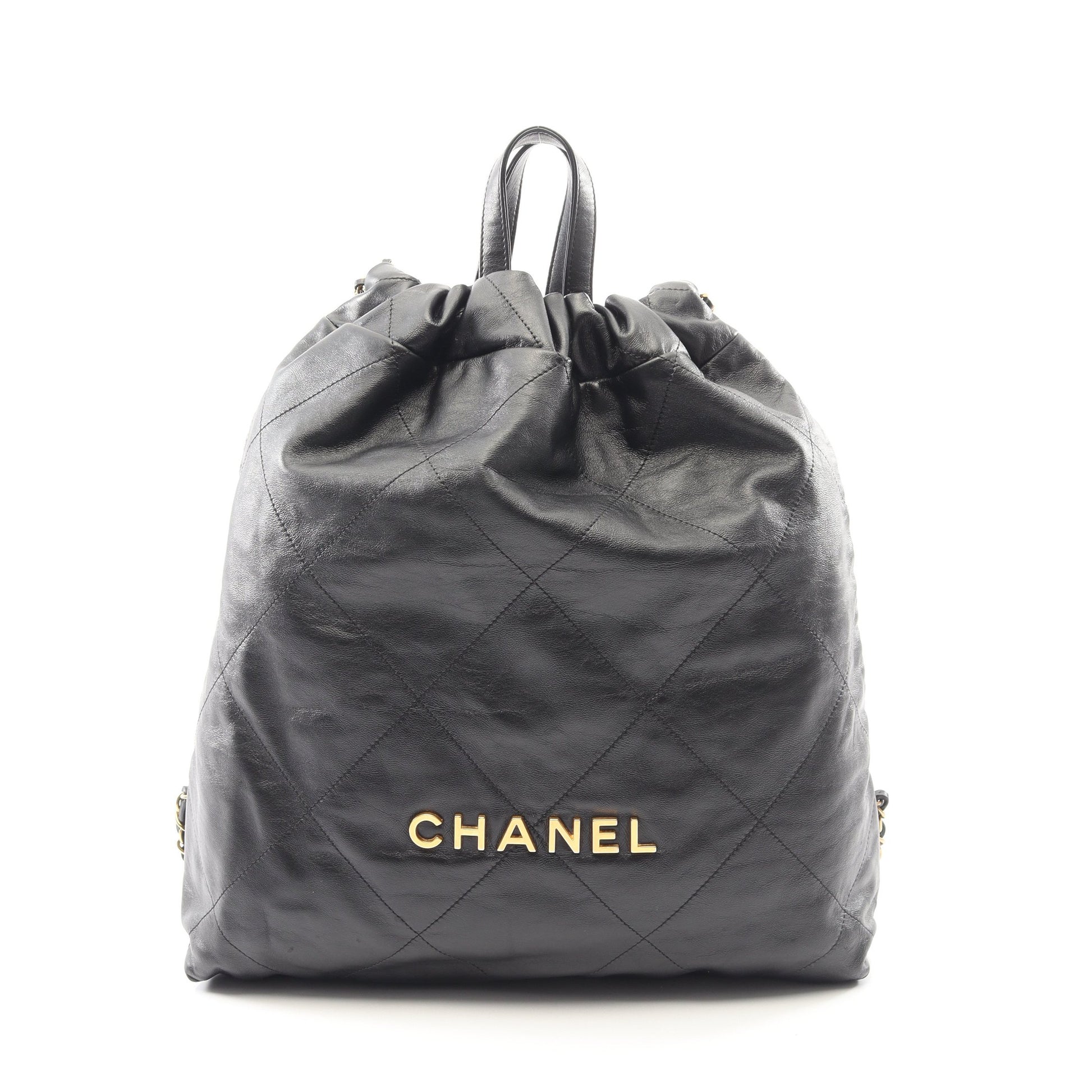 シャネル 22 ラージ バックパック リュックサック レザー ブラック ゴールド金具 シャネル バッグ CHANEL