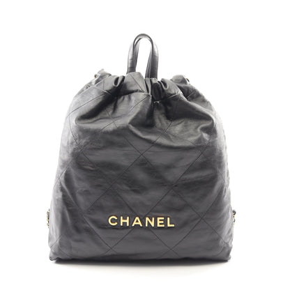 シャネル 22 ラージ バックパック リュックサック レザー ブラック ゴールド金具 シャネル バッグ CHANEL
