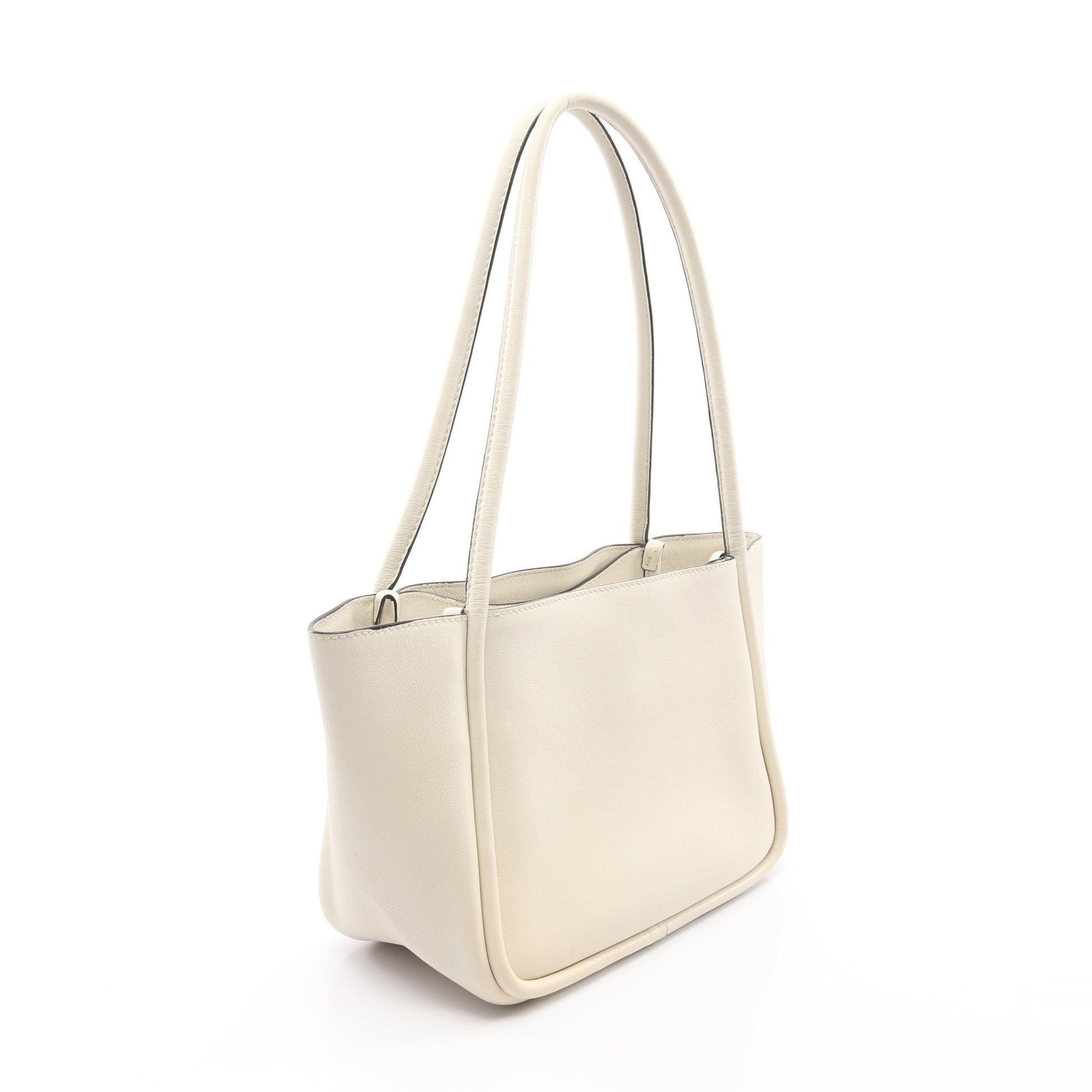 SOFT GRAIN トライアングルロゴ ショルダーバッグ トートバッグ レザー オフホワイト プラダ バッグ PRADA