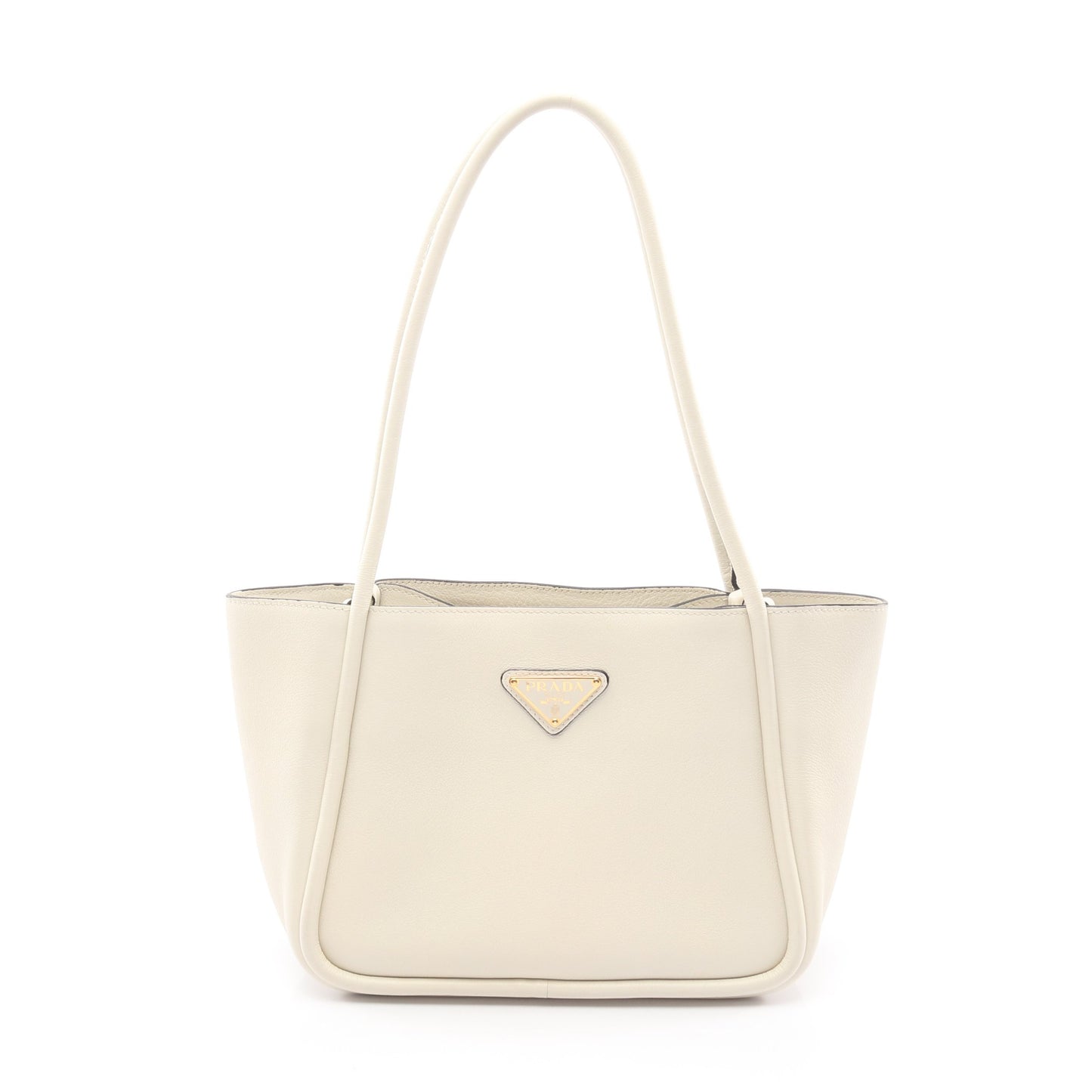 SOFT GRAIN トライアングルロゴ ショルダーバッグ トートバッグ レザー オフホワイト プラダ バッグ PRADA