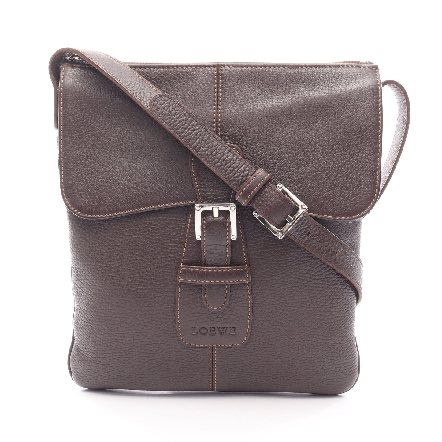 センダ ショルダーバッグ レザー ダークブラウン ロエベ バッグ LOEWE