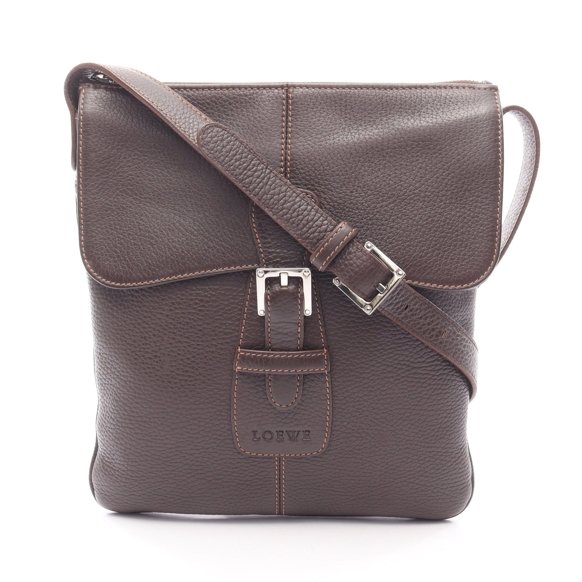センダ ショルダーバッグ レザー ダークブラウン ロエベ バッグ LOEWE
