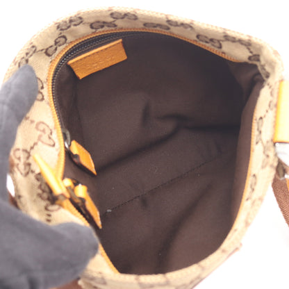 GGキャンバス ショルダーバッグ キャンバス レザー ベージュ オレンジイエロー グッチ バッグ GUCCI